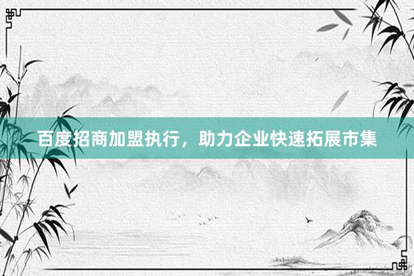 百度招商加盟执行，助力企业快速拓展市集